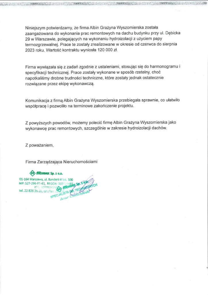 referencje albin usługi remontowe 20