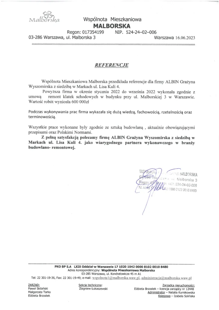 referencje albin usługi remontowe 10