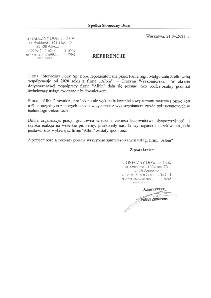 referencje albin usługi remontowe 5