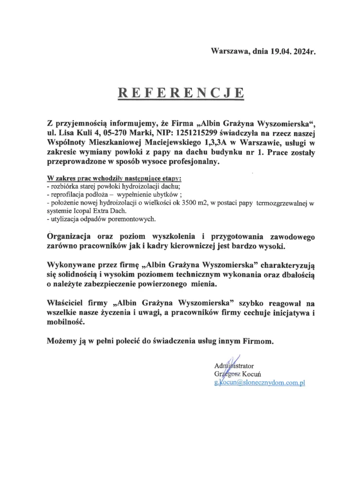 referencje albin usługi remontowe 1