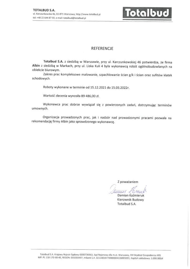 referencje albin usługi remontowe 4