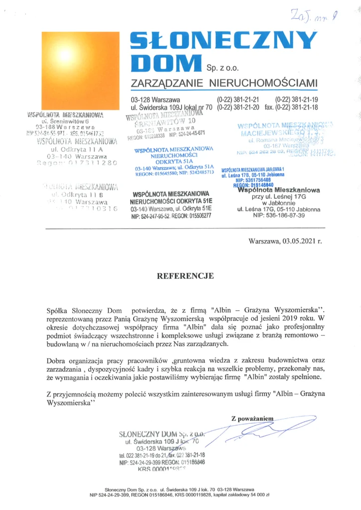 referencje albin usługi remontowe 19