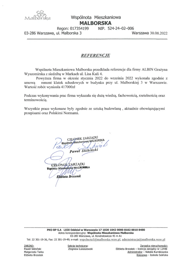 referencje albin usługi remontowe 18