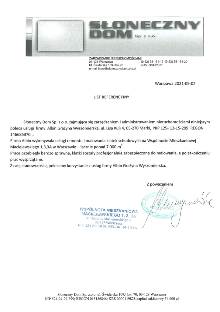 referencje albin usługi remontowe 17