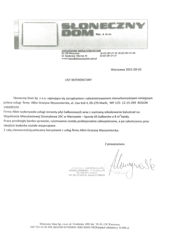 referencje albin usługi remontowe 15