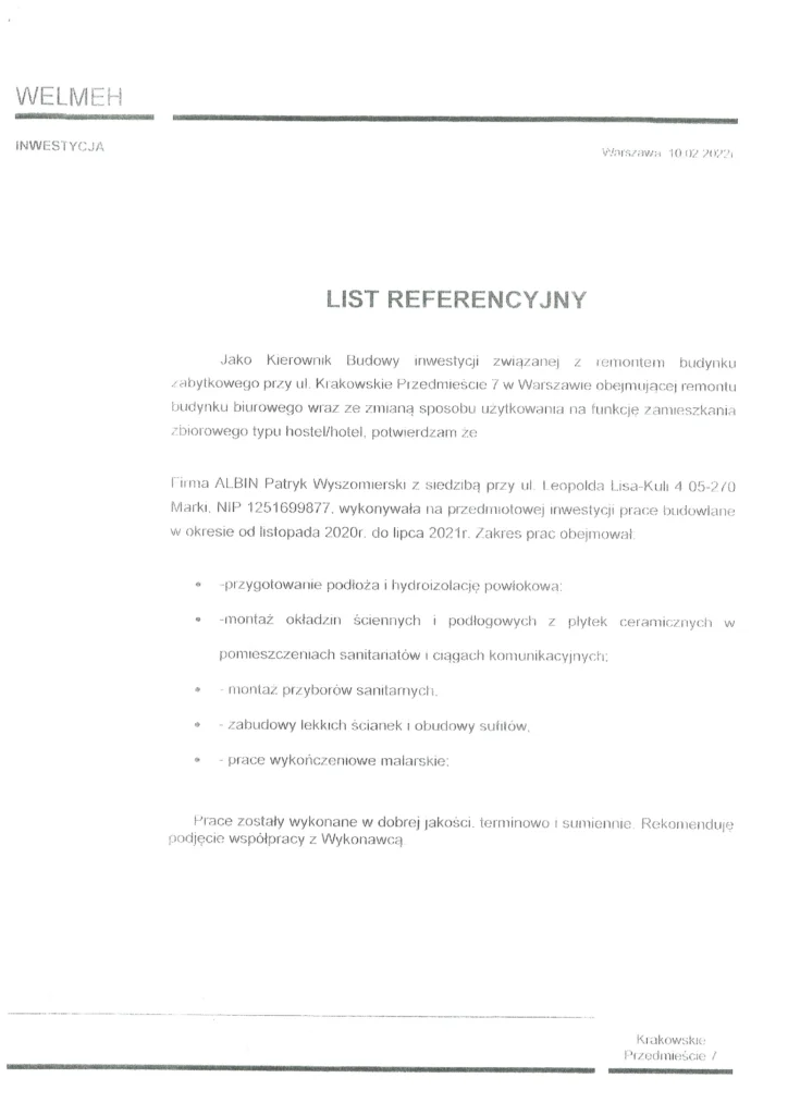 referencje albin usługi remontowe 14