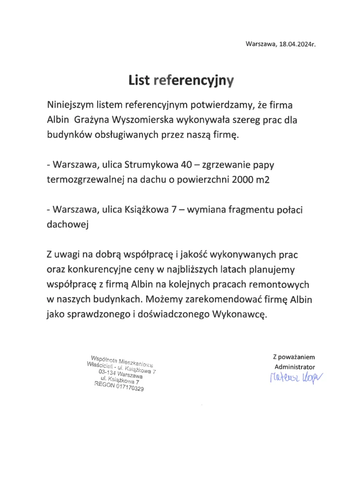 referencje albin usługi remontowe 13