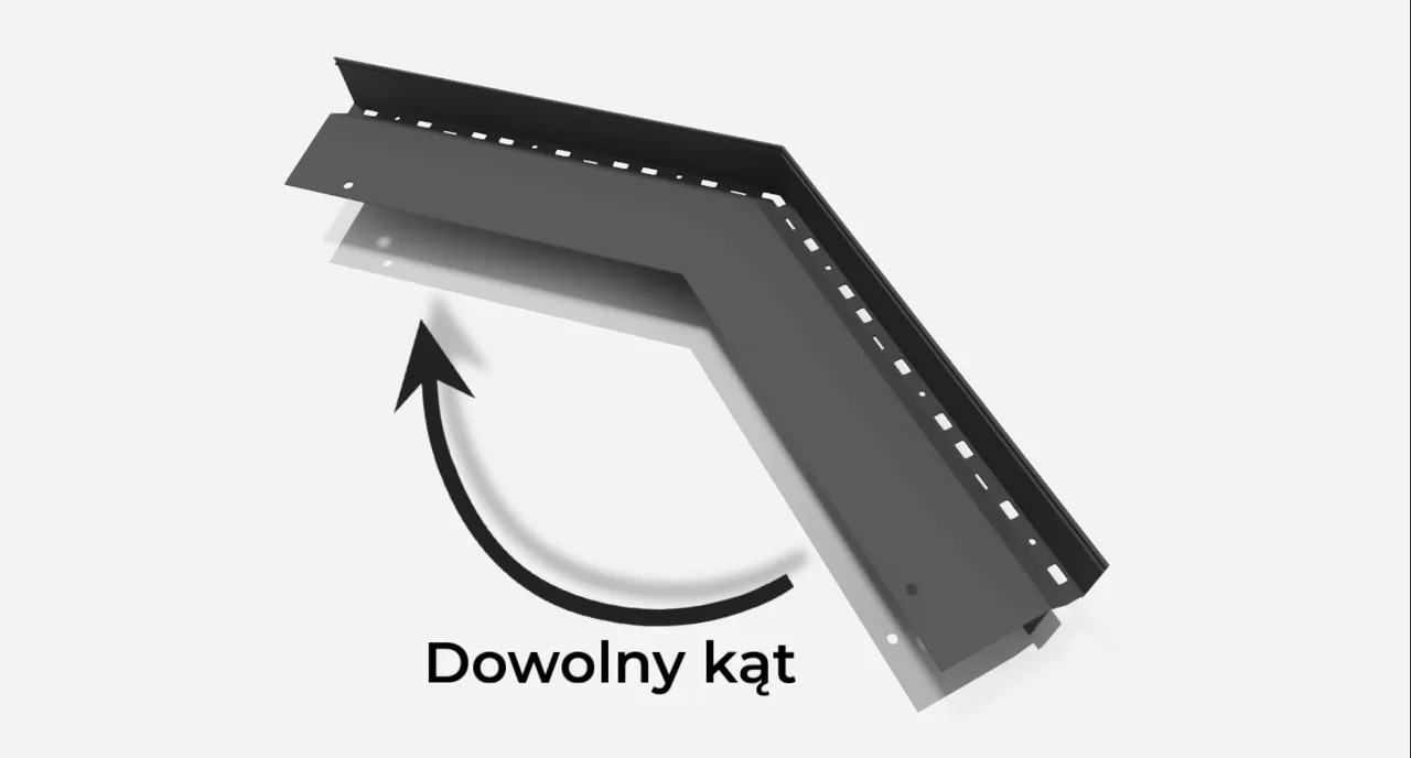 Narożnik dowolny kąt W60 + PLUS, RAL 7024 (szary grafit) – profil okapowy W60+ PLUS do tarasu wentylowanego